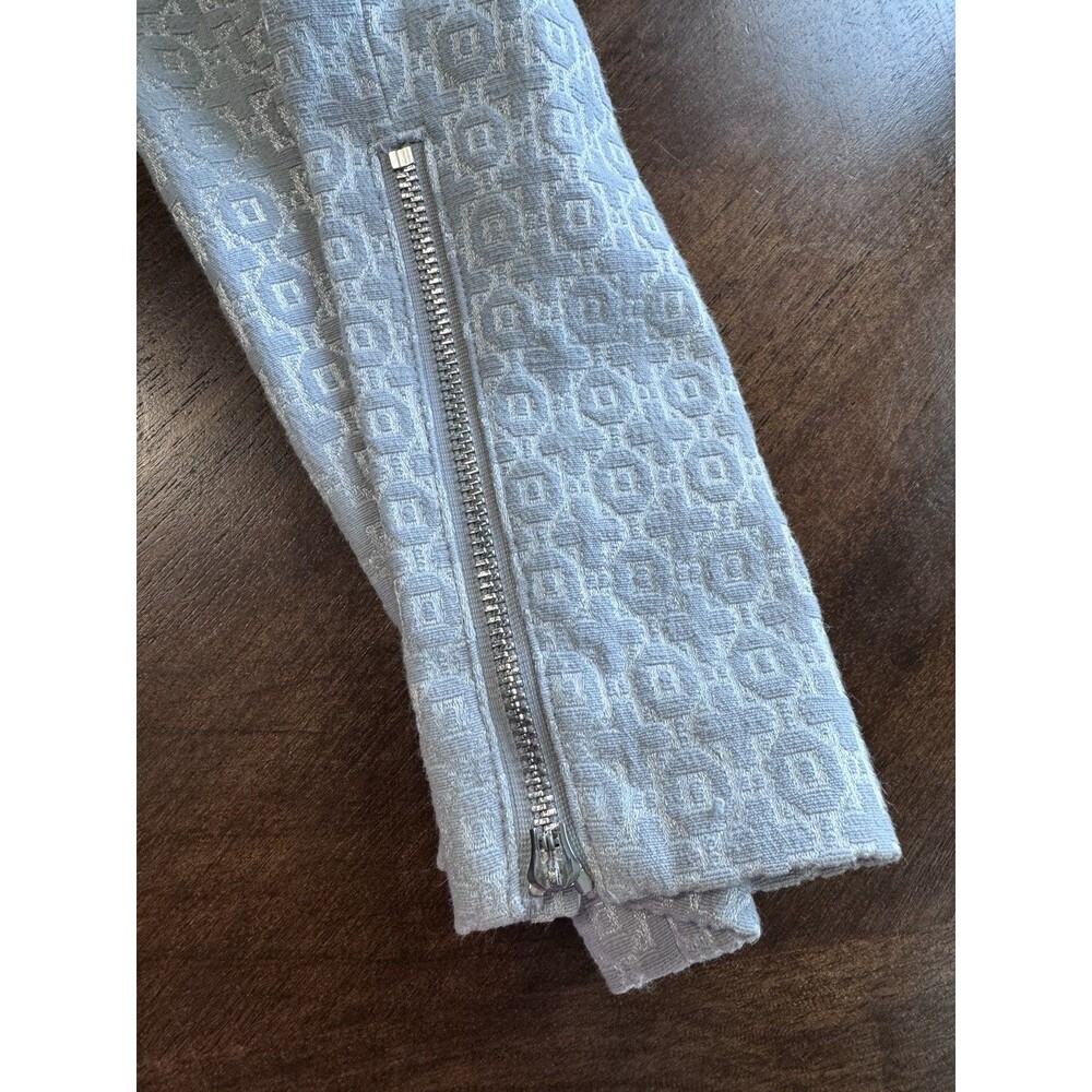 CACHE Silver and White embroidered dress straight Pants, Zipper Hems, Size 10 - Picture 7 of 9